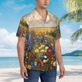 thumbnail image 3 of Balery Vibrant Wildflower Meadow Camisas hawaianas de manga corta para hombre, camisas playeras de corte holgado, camisas de vacaciones con botones,Large, 3 of 7