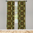 thumbnail image 3 of Ambesonne Traditional Curtains, Persian Geometric Art, Pair of 28"x84", Redwood and Dark Olive Green, 3 of 5
