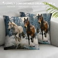 thumbnail image 3 of Orinice Horses Snow Forest Graphic Decorative Cushion Throw Pillow Cover for Home Couch Living Room Bed Sofa Winter Pillowcase 1PC 18x18in, 3 of 5