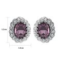thumbnail image 3 of Yoursfs Clip on Earrings for Women Austria Crystal Purple Stone Earrings Clip On Oval CZ Halo Earring for Wedding Jewelry, 3 of 5