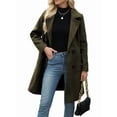 thumbnail image 1 of Women Winter Wool Blend Mid-Long Coat Double-Breasted Lapel Jacket Outwear Army Green XXL, 1 of 9