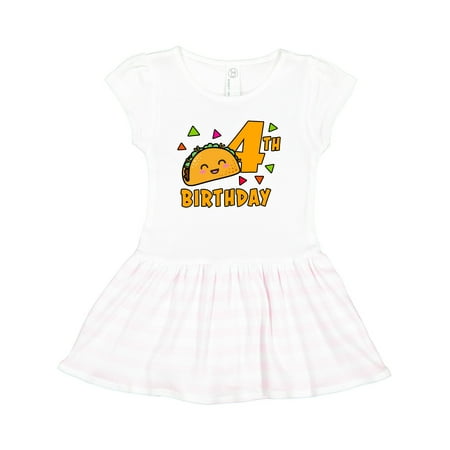 

Inktastic 4th Birthday with Taco and Confetti Gift Toddler Girl Dress