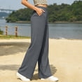 thumbnail image 6 of ZHYou No Boundarie Pants for Women Elastic High Waist Wide Leg Cuffed Hem Loose Casual Pull On Trousers with Side Pockets,Gray,Size M, 6 of 6