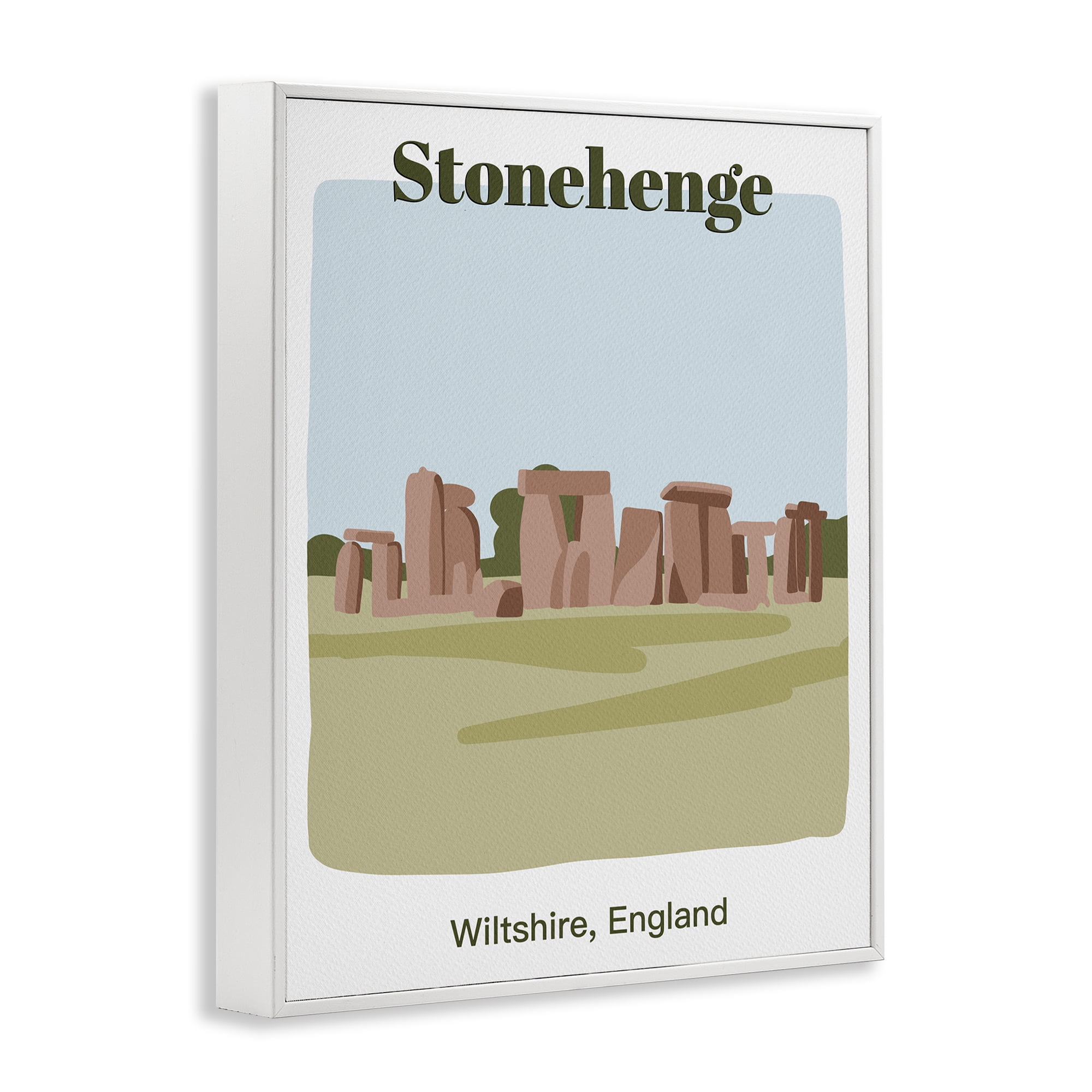 Stupell Industries Stonehenge Landmark Architecture Town & City Painting White Framed Art Print Wall Art, 11 x 14