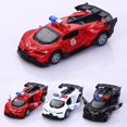 thumbnail image 3 of Modelo de coche de policía de aleación 1:36, adornos para coche de juguete infantil, coche de juguete extraíble (negro brillante, 2 unidades), 3 of 4