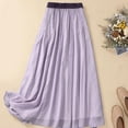 thumbnail image 6 of Summer Trendy Skirt for Women Women's Summer Solid Embroidery Elastic Waist Linen Ankle Skirt Summer Vacation Beach Fashion Casual Daily Wear, 6 of 9