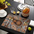 thumbnail image 3 of Bohemian Paisley Placemats Set of 6, Durable Flax Linen Table Mats with Heat Resistant Wrinkle Free Finish and Colorful Retro Floral Mandala Patterns, 3 of 5