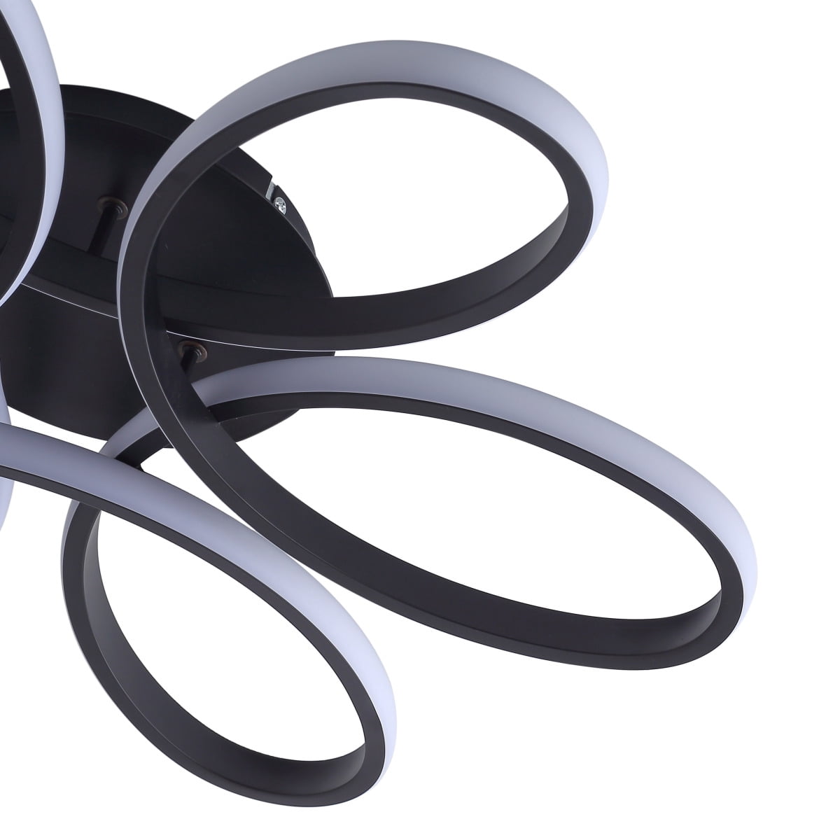 23 inch Modern LED Ceiling Light, 6 Rings Flower Flush Mount Light Fixture with Remote Control Black Dimmable Ceiling Lamp for Living Room, Bedroom,  Kitchen-Y