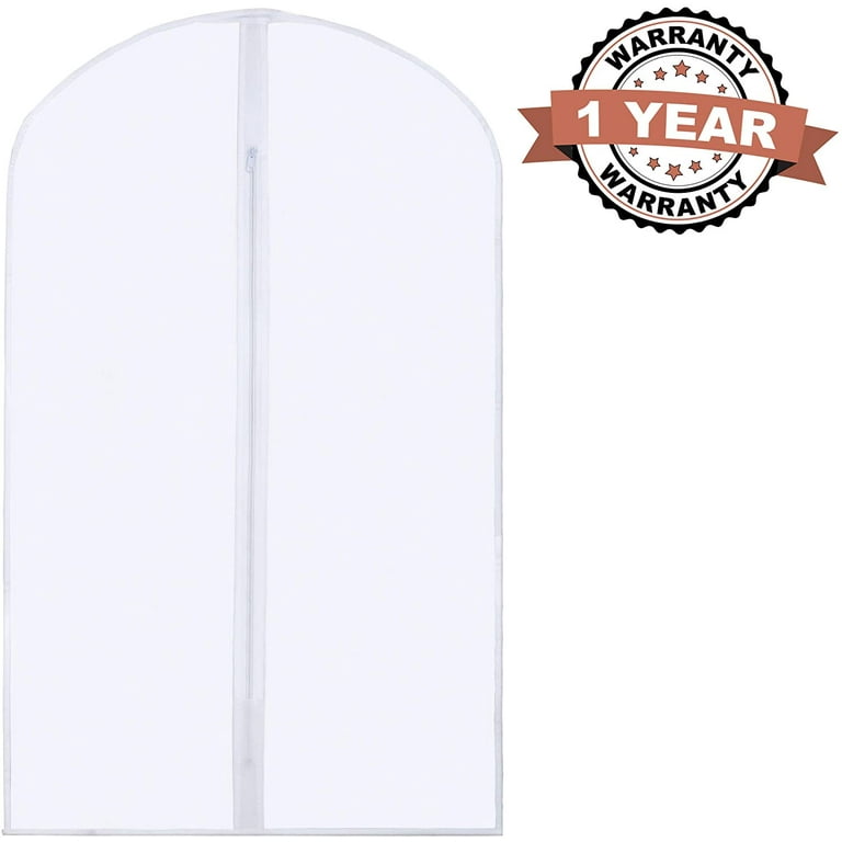 PLX Hanging Garment Bags for Storage and Travel Suit Bag Dress Shirt Coat and Dress Cover with Window and Zipper Set 5 Pack PEVA 40 x 24