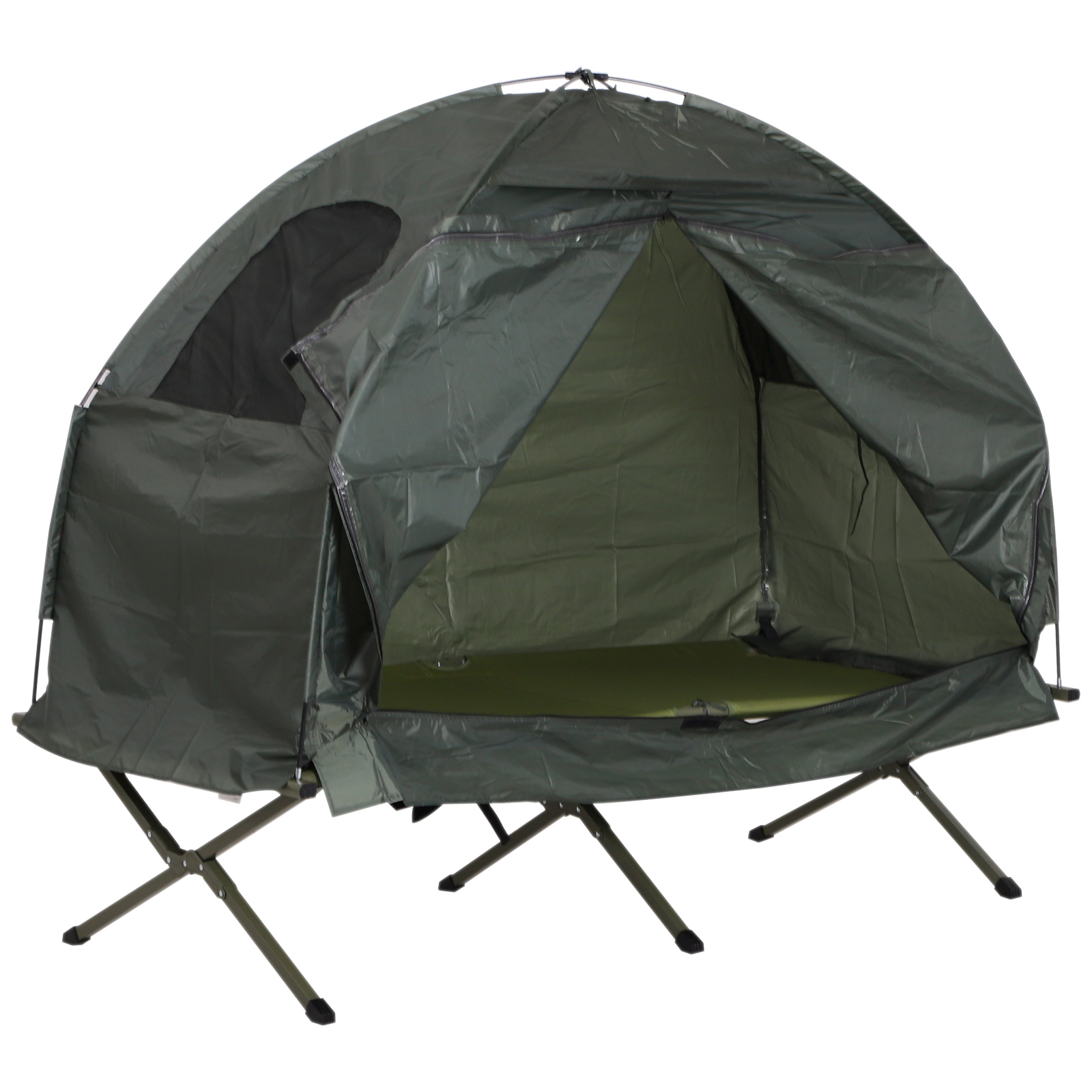 Compact Portable Folding Outdoor Elevated Camping Cot Tent Dark Green