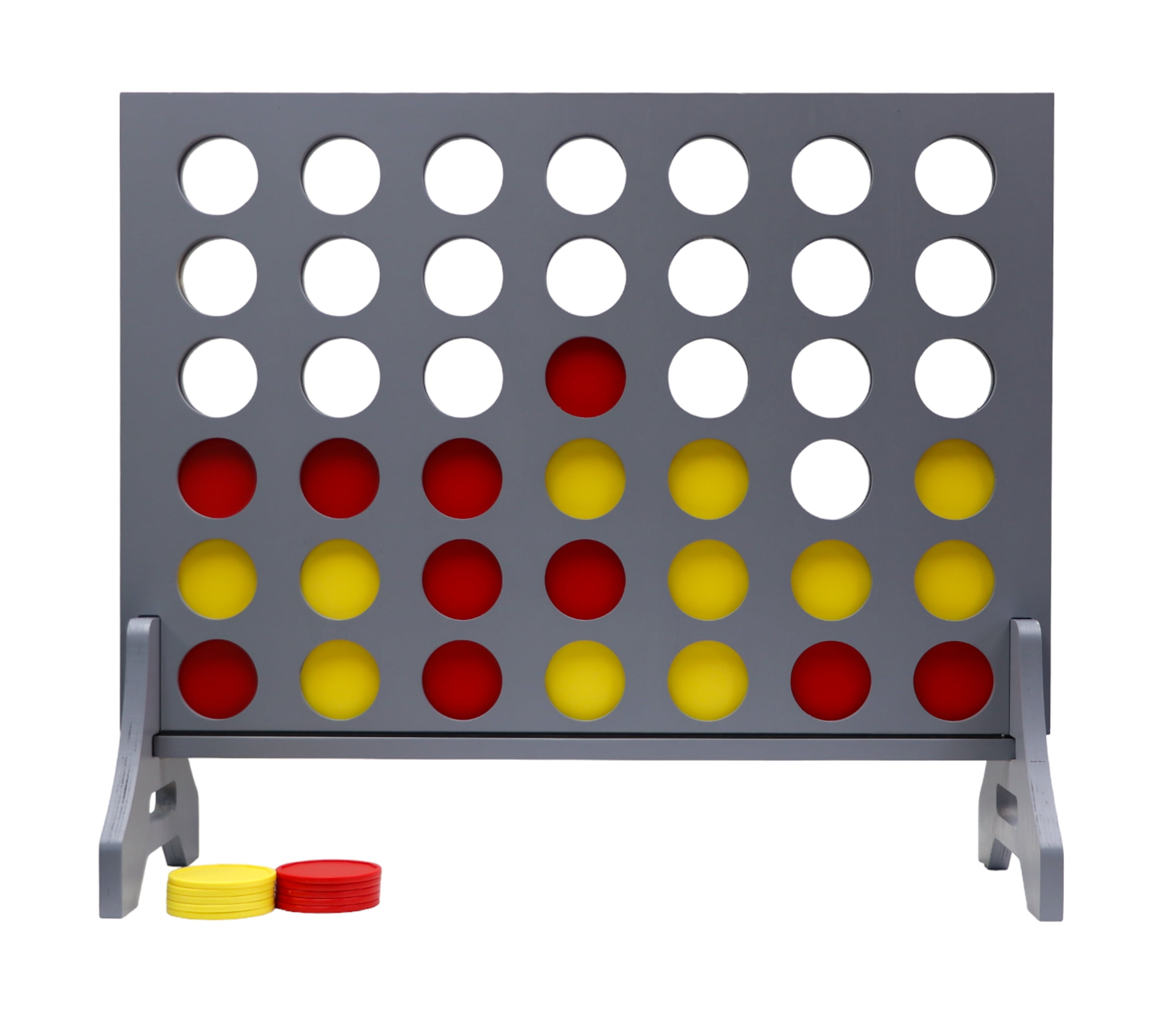 Giant Four In A Row Yard Game – 3ft X 2ft Wood Board With Carrying Case, 42 Pucks, For Tailgates & Backyard Fun
