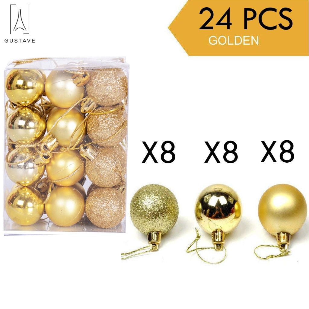 Gustave Baubles Hanging Glitter Multi-color Plastic Christmas Ball Ornaments, 24 Count (1.18")