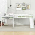 thumbnail image 3 of Harper & Bright Designs Wooden Twin Size Double Loft Bed with Slide, L Shaped Loft Bed Frame with Full-Length Guardrail for Bedroom, White, 3 of 12