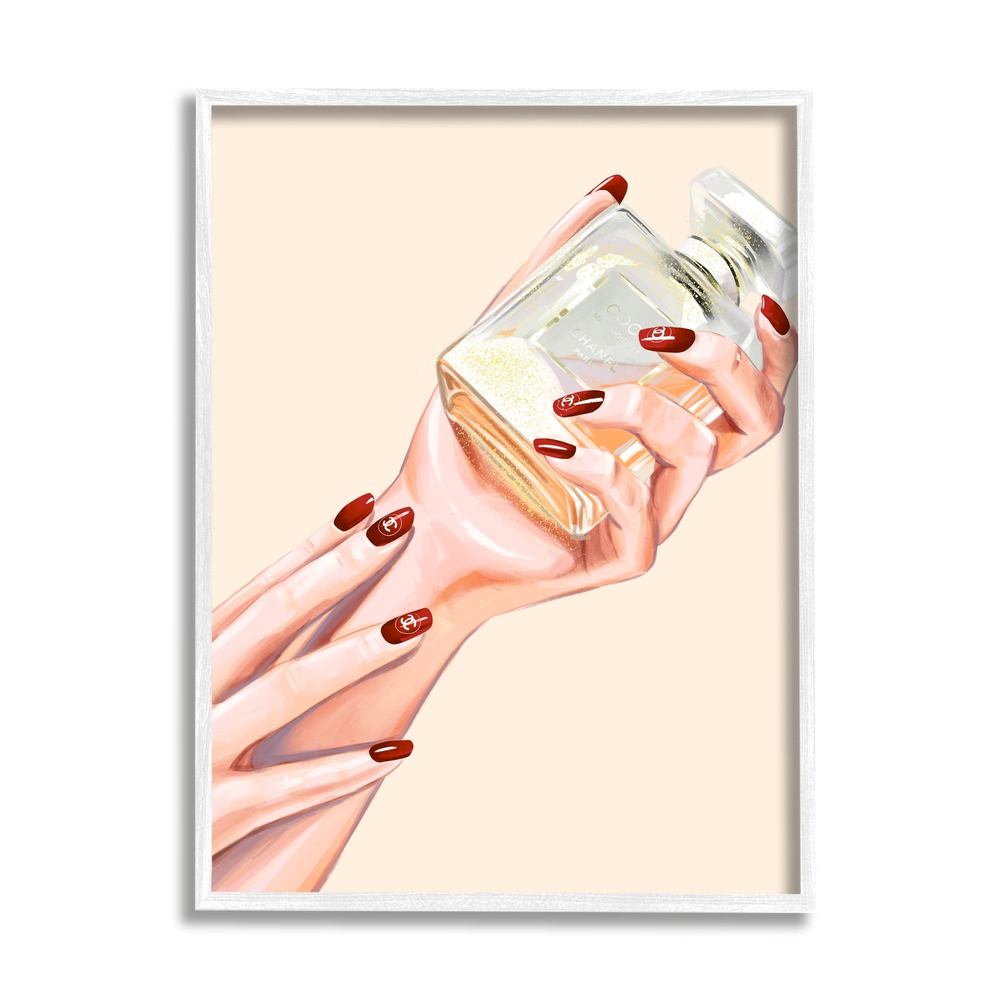 Stupell Industries Chic Red Nail Polish Holding Perfume Bottle Framed Wall Art, 11 x 14, Design by Ziwei Li