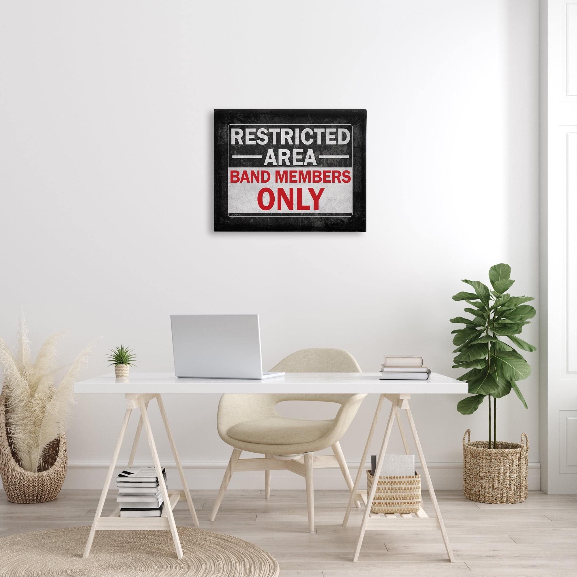 Stupell Industries Band Members Only Typography Painting Gallery Wrapped Canvas Art Print Wall Art, 30 x 24