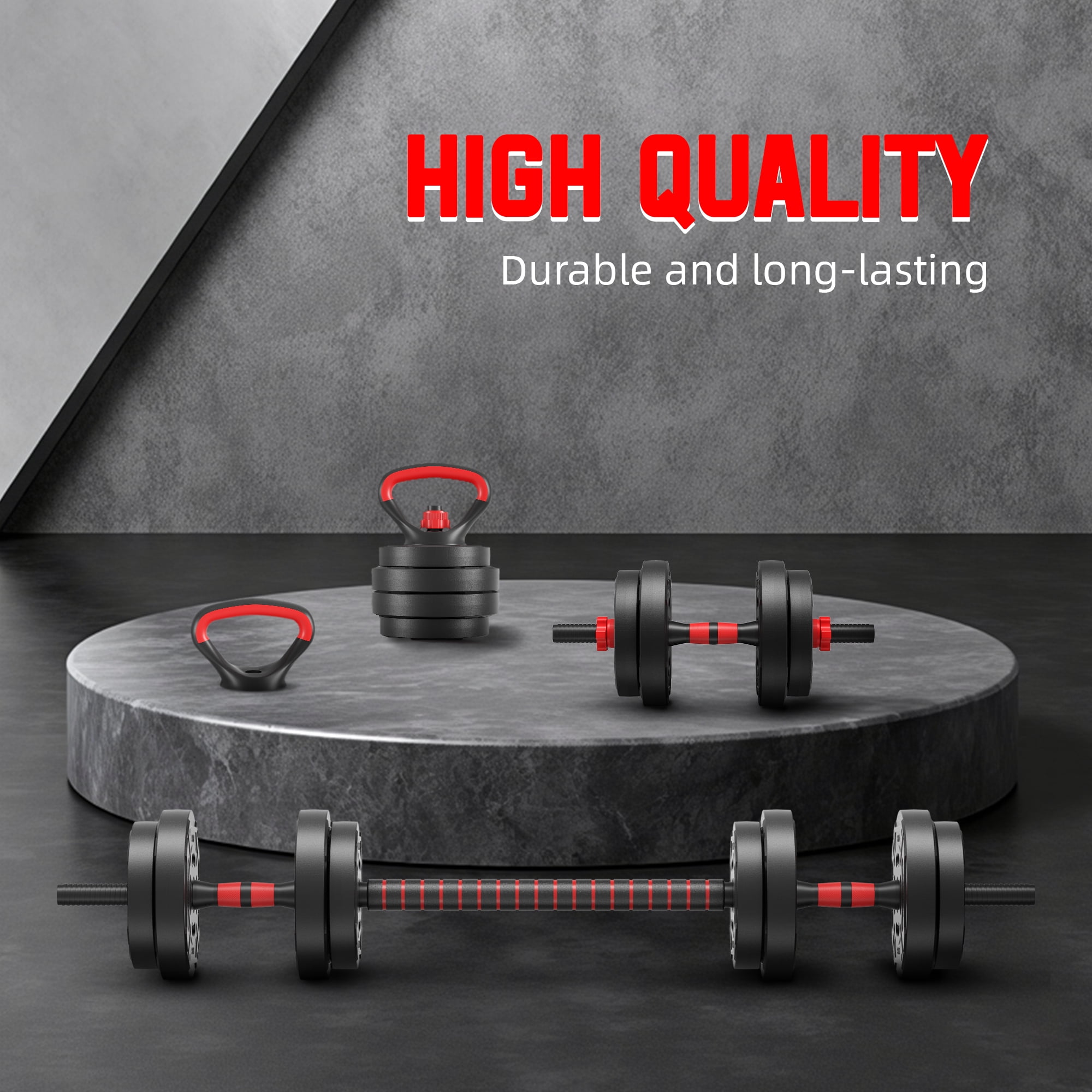 FlexWave Adjustable Dumbbell, Barbell, Kettlebell Set，Portable Multi-Functional Strength Training Kit, 2-in-1/4-in-1 & 40LB/60LB Weight Options，Multiple Combinations Available
