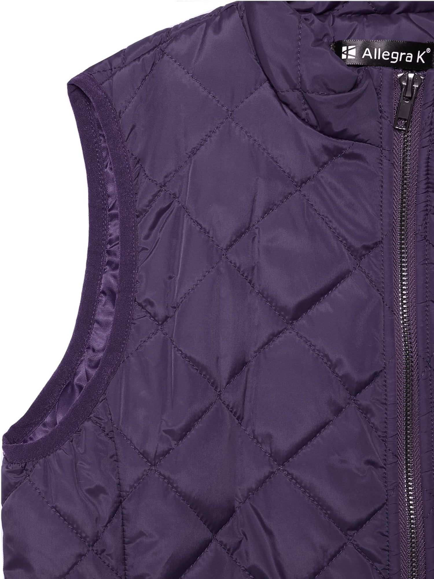 DARING DIVA Women's Zip Stand Collar Quilted Padded Vest M Purple