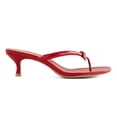 thumbnail image 2 of XYD Women Open Toe Thong Sandals Bowknot Slip on Kitten Heels Comfortable Party Daily Flip Flops Shoes Size 7.5 Lipstick Red, 2 of 4