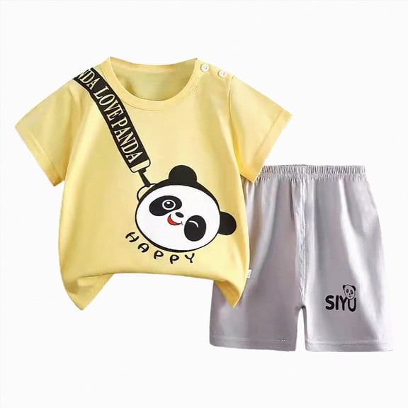 Sopiago Toddler Boy Clothes Outfits Kid Summer Hawaiian Print T-Shirt Elastic Waist Pockets Elastic Shorts 2PCS Set For 18-24 Months 2t 3t 4t 5t 6t Baby Boy Clothing Set Light Yellow,12-18 Months