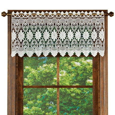 Macrame Curtain Scalloped Valance Window Topper for Bathroom, Bedroom, Kitchen