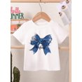 thumbnail image 1 of Young Girl Casual Simple Pattern Short Sleeve Crew Neck T-Shirt, Suitable For Summer, 1 of 6
