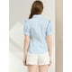 thumbnail image 5 of INSPIRE CHIC Camisa abotonada de oficina de trabajo de algodón con cuello de manga abullonada para mujer Azul claro M, 5 of 6
