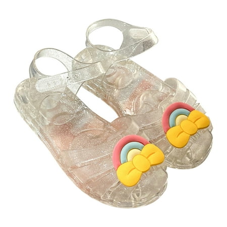

Holiday Savings Deals! Kukoosong Toddler Sandals Shoes Baby Girls Sandals Cute Fruit Jelly Colors Hollow out Non-Slip Soft Sole Beach Roman Sandals White 3-4 Years