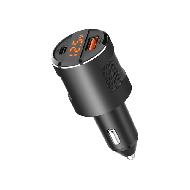 Cateissary Dual USB Auto Vehicle Car Charger QC 3.0 Adaptador de carga rápida 65W 5V 4.2A de coche con puertos duales USB-A USB-C Electrónica Negro