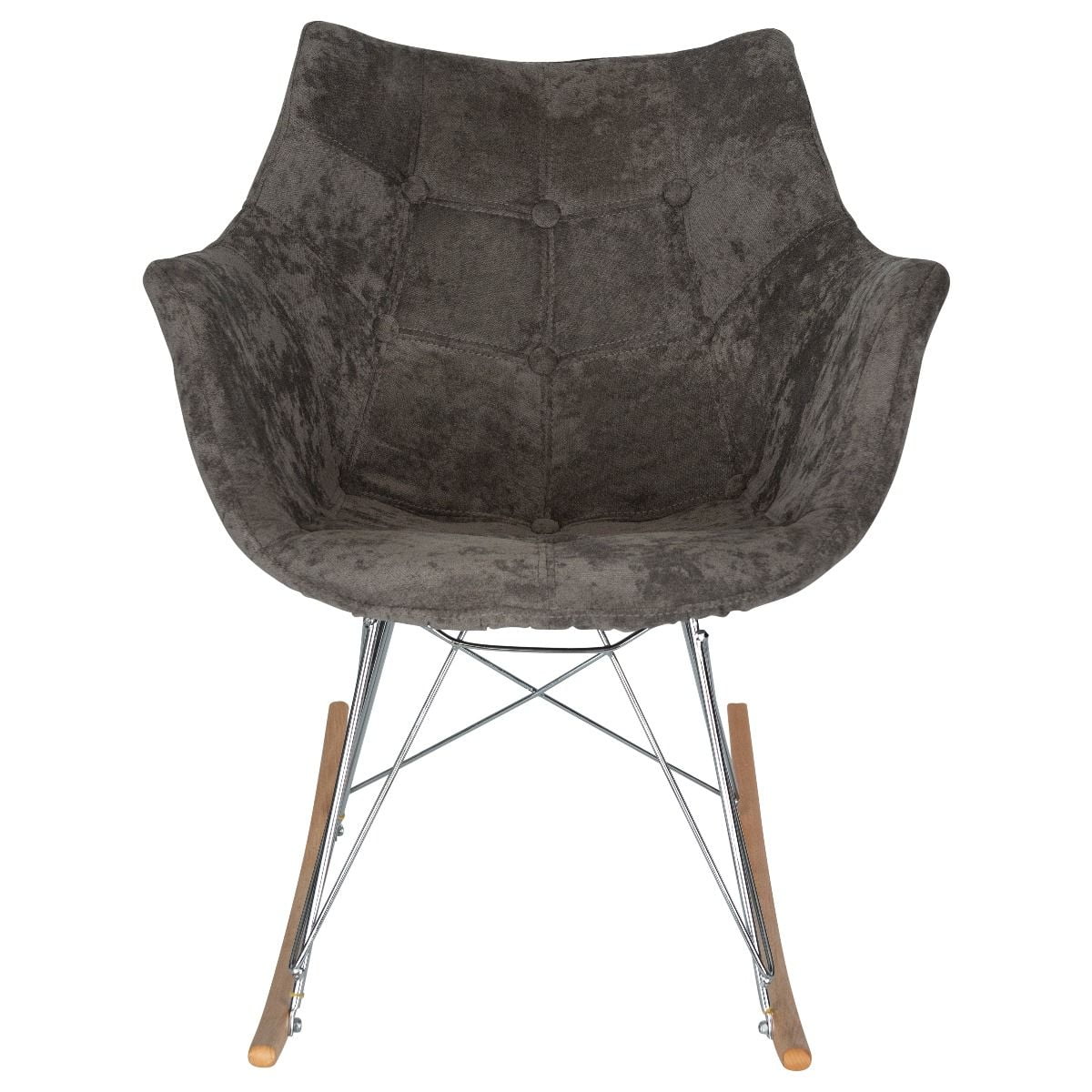 Modern Upholstered Rocking Chair – Small Accent Chair for Nursery, Kids, or Living Room | Cedar Brown Glider with Curved Back & Wood Rocker Legs