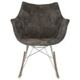 thumbnail image 5 of Modern Upholstered Rocking Chair – Small Accent Chair for Nursery, Kids, or Living Room | Cedar Brown Glider with Curved Back & Wood Rocker Legs, 5 of 8
