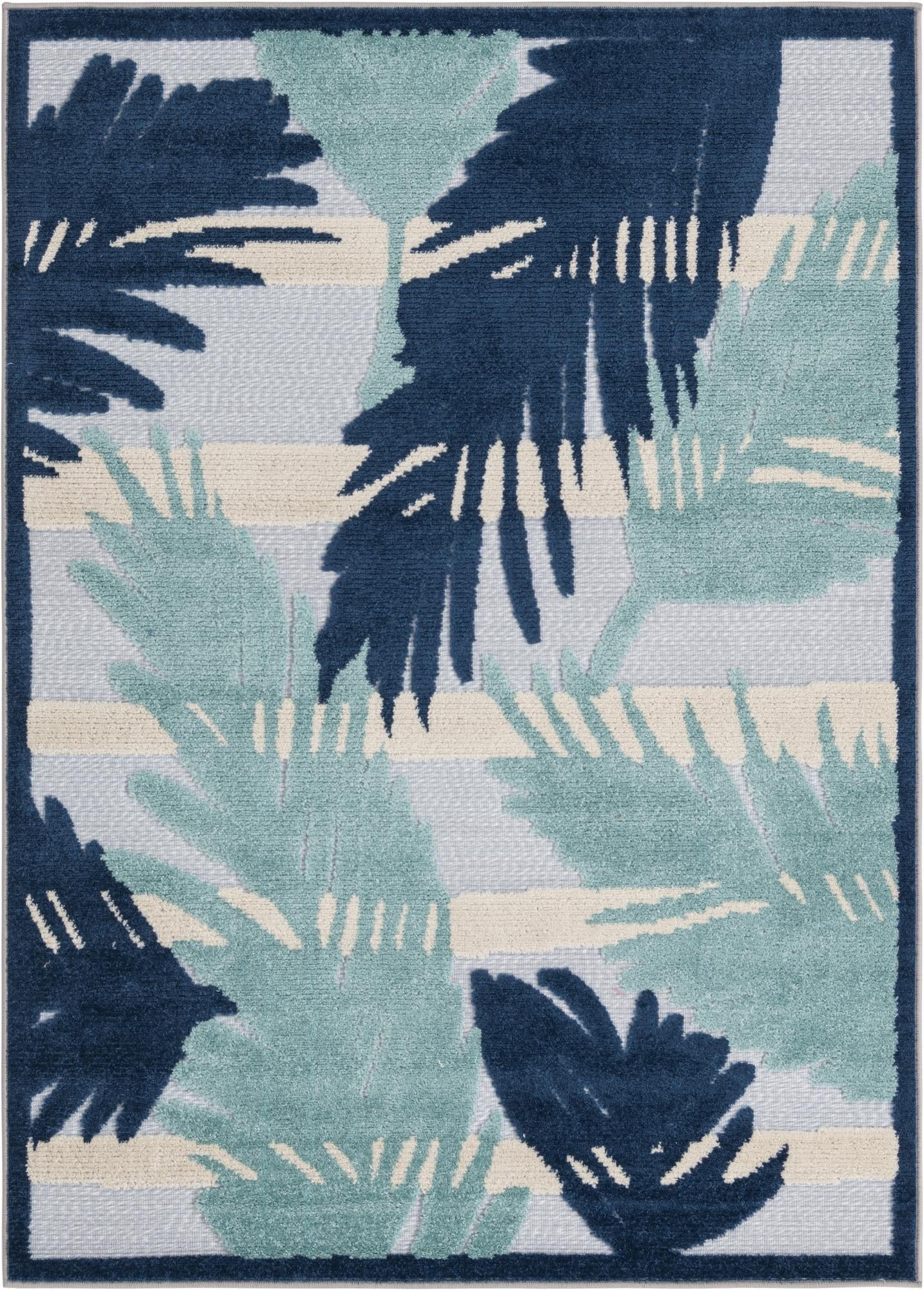 Aruba Outdoor Collection Rug 4' x 6' Gray Blue LowPile Rug