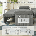 thumbnail image 4 of TiramisuBest 117'' Modular Sectional Sofa, Convertible Sleeper Sofa Bed with Pull Out Couch, Corduroy U Shaped Sectional Couches with Storage Chaise for Living Room Bedroom (Light Grey), 4 of 7