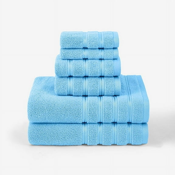 Nvzi Bath Towels Set of 6-Blue Cotton Soft Bath Towels Set,2 Square towel,2 Towels, 2 Bath Towels,Water absorption,quick drying,Premium Cotton Bath Towel Set for Bathroom,hotel& beauty salon