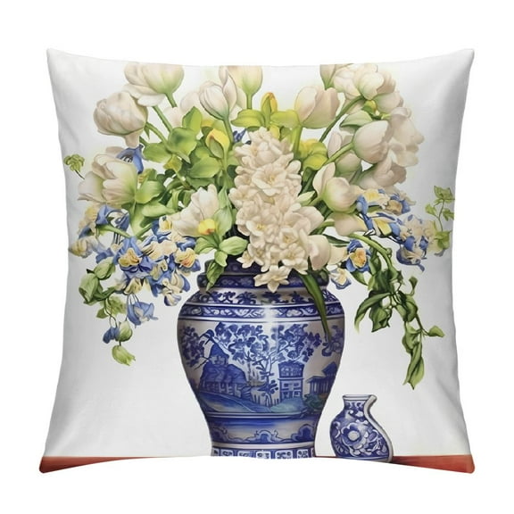 Pratyus Flowers Modern Farmhouse Rustic Decorative Pillow Cases with Zipper Home Decor for Car Couch Bedroom 1PC 12x12in