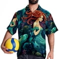 thumbnail image 4 of Mermaid Men's Short Sleeve Poplin Shirt, Casual Printed Button Down, Summer Beach Hawaiian Shirts, Unisex, 4 of 6