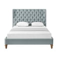 thumbnail image 3 of Rustic Manor Sally Tufted Linen Twin Size Bed Frame, No Box Spring Needed, Sea Blue, 3 of 9