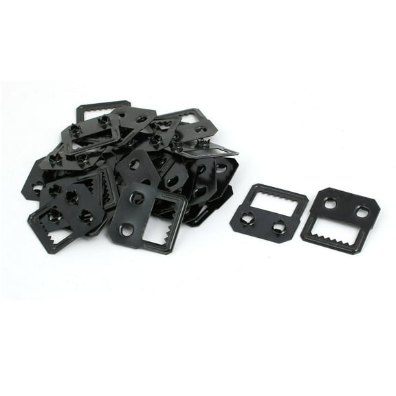 Uxcell 28 x 27mm Photo Frame Metal Self Fix Two Holes Hanger Black 25Pcs