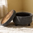 thumbnail image 5 of S-HOME Modern Tufted Fabric 25 Inch Round Storage Ottoman Coffee Table with Tray, Multifunctional Design for Living Room or Bedroom Use, Dark Grey, 5 of 11