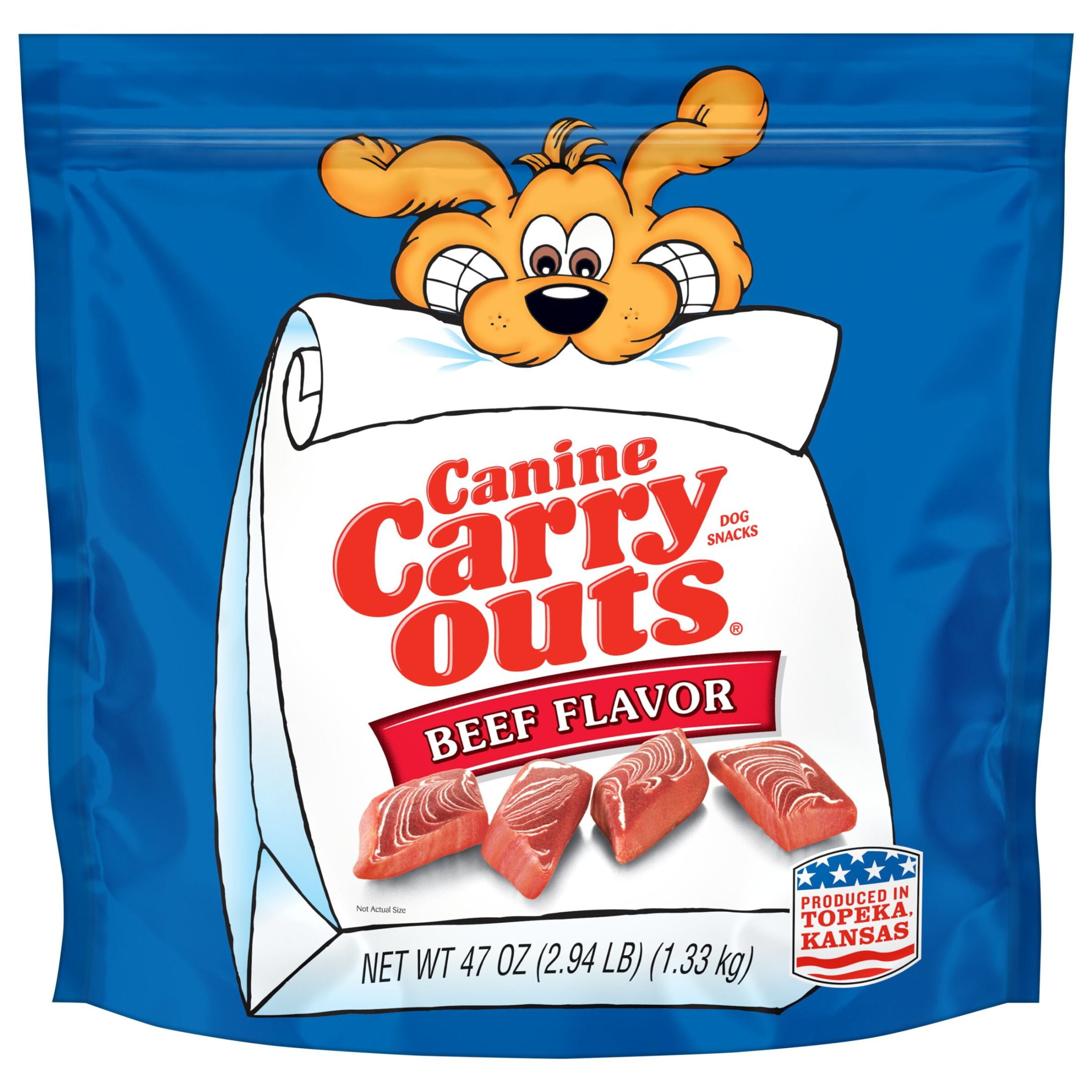 (4 pack) Canine Carry Outs Beef Flavor Dog Treats, 47oz Bag