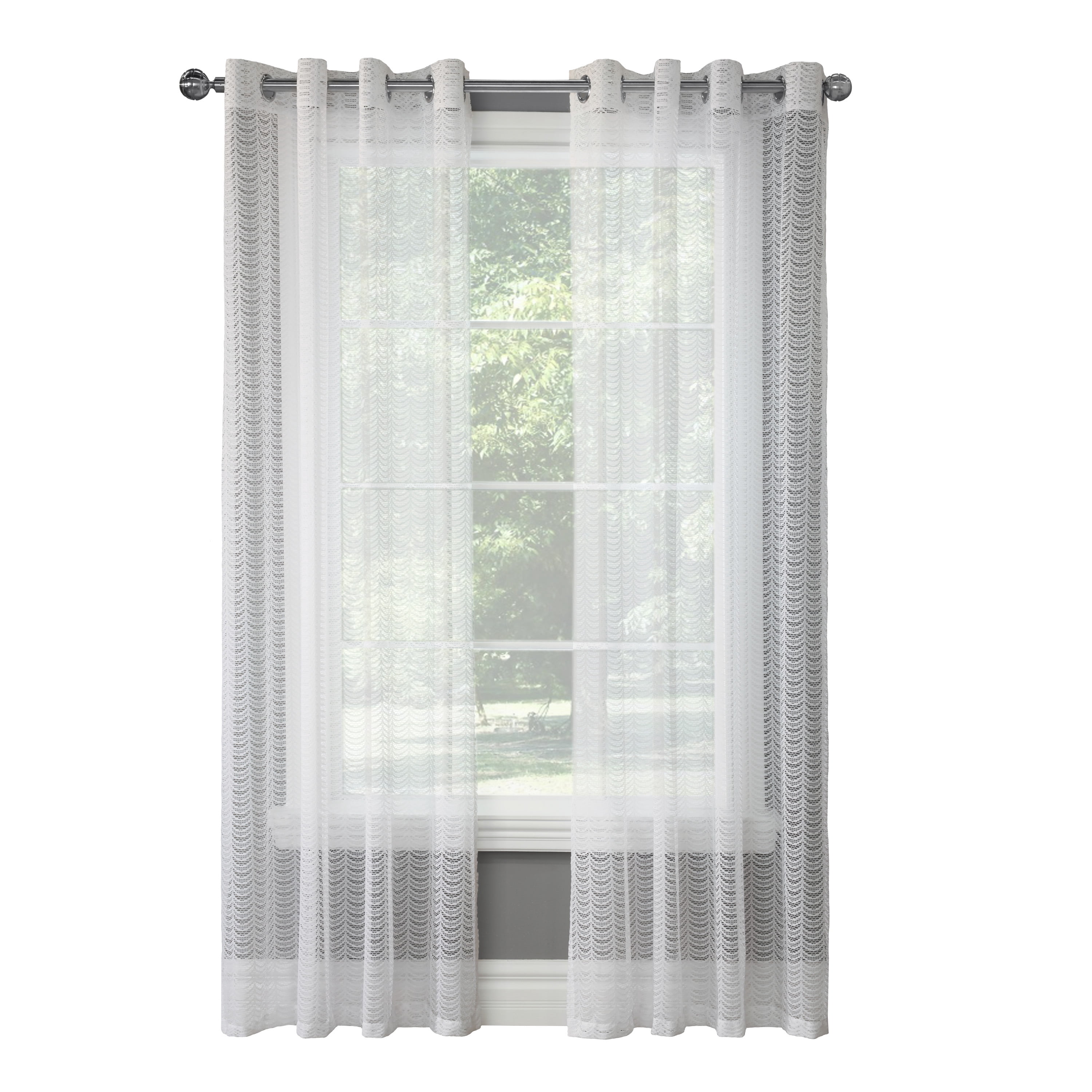 Elsa Modern Lace Grommet Curtain Panel 52" x 95" in White