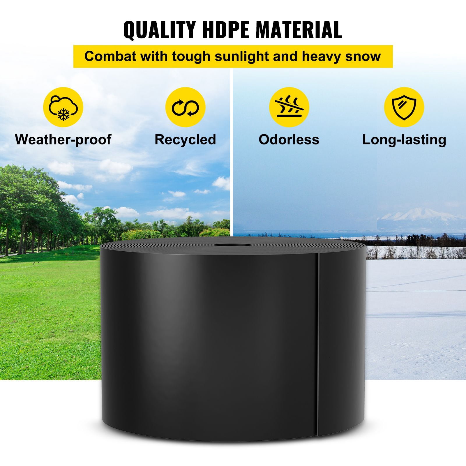 Flexible 10-Inch Deep Garden Edging, 40FT Coiled HDPE Terrace Border, Durable Lawn Edging for Weed Prevention – Black