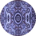 thumbnail image 1 of Ahgly Company Machine Washable Indoor Round Oriental Blue Industrial Area Rugs, 6' Round, 1 of 4