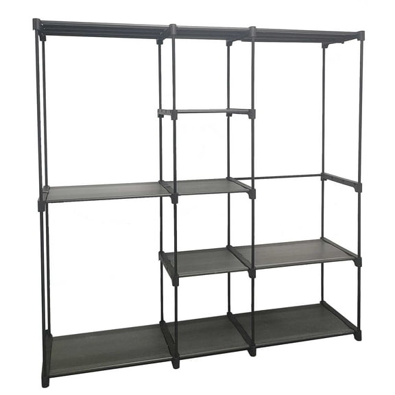 SONGMICS Portable Closet Freestanding Closet Organizer Clothes Rack with Shelves Hanging Rods Storage Organizer for Cloakroom, Bedroom, Black
