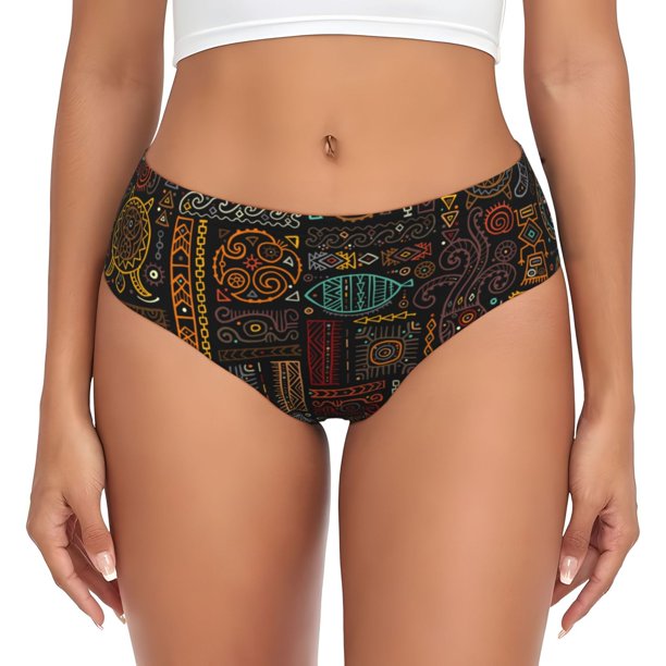 Balery Polynesian Turtles Ropa Interior de Algodón para Mujer con Dibujo – Braguitas Cómodas y Elásticas, Estilo Clásico-X-Small