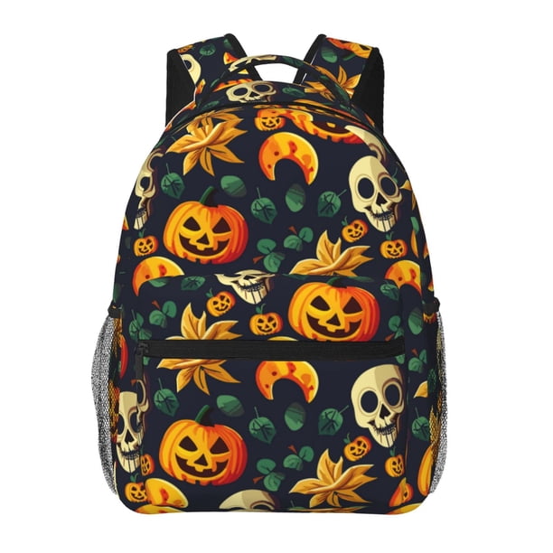 Easygdp Halloween Skull Mochila Ergonómica Versátil para Laptop - Múltiples Bolsillos, Correas Ajustables, Unisex para Escuela, Viajes y Actividades al Aire Libre-One Size