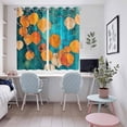 thumbnail image 5 of Orange Leaf Kitchen Curtains 72 Inch Length, Abstract Oil Painting Branch Turquoise Grommet Top Bedroom Living Room Curtains, Light Filtering Cafe Curtain Drapes 2 Panels Set 104''x72'', 5 of 9