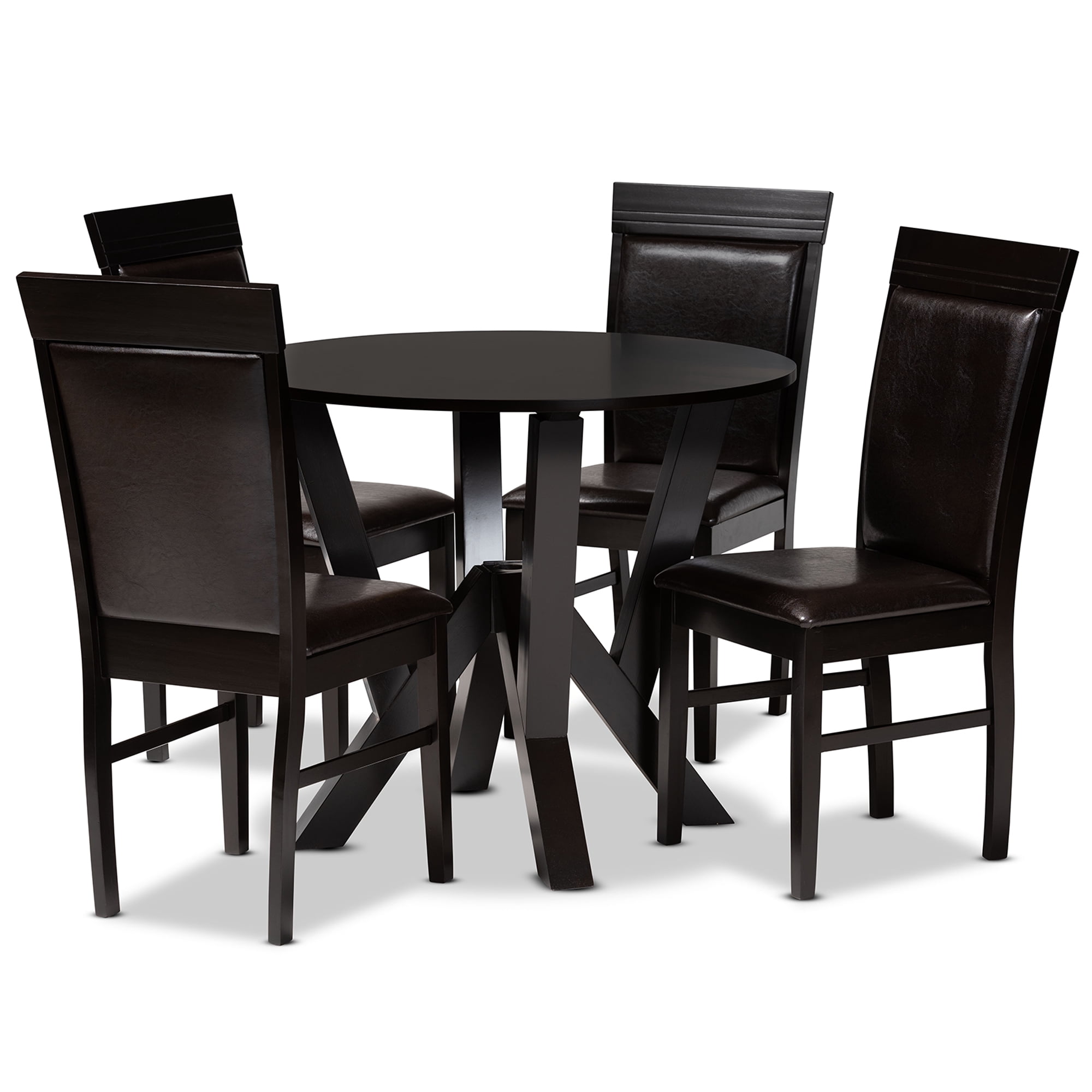 Baxton Studio Nada Modern Dining Set, Espresso Brown