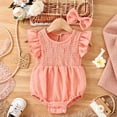 thumbnail image 2 of Glisme Infant Onesie For Girls 9-12 Months Sleeveless Solid Color Romper Round Neck Jumpsuit Classic Playsuit Pink, 2 of 8