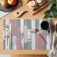thumbnail image 2 of Pink Gray Placemats Set of 6, Country Vintage Gradient Mottled Wood Grain Placemats for Dining Table, Place Mats for Kitchen Tabletop, Waterproof Wipeable Dining Table Mats Set, 2 of 9