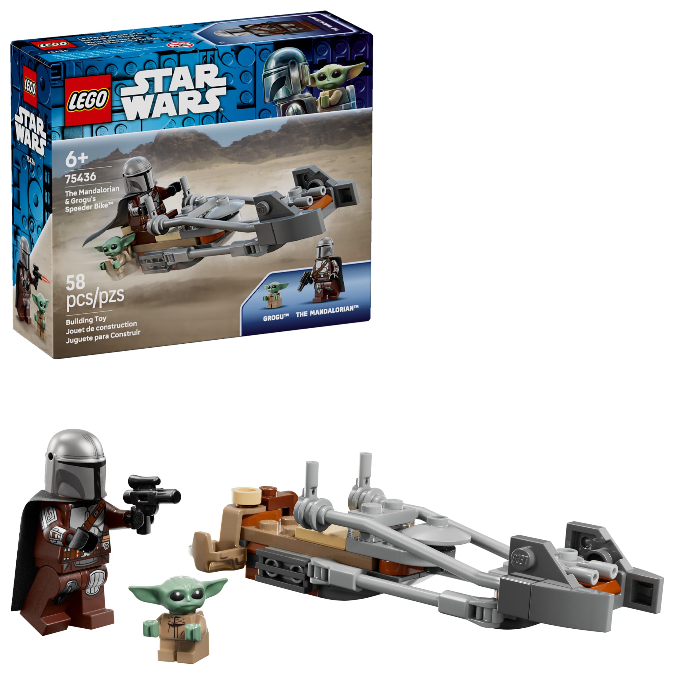 LEGO Star Wars The Mandalorian & Grogu's Speeder Bike - Building Toy for Boys & Girls, Ages 6+ - Great Gift for Kids - W/ 2 Star Wars Figures - 75436